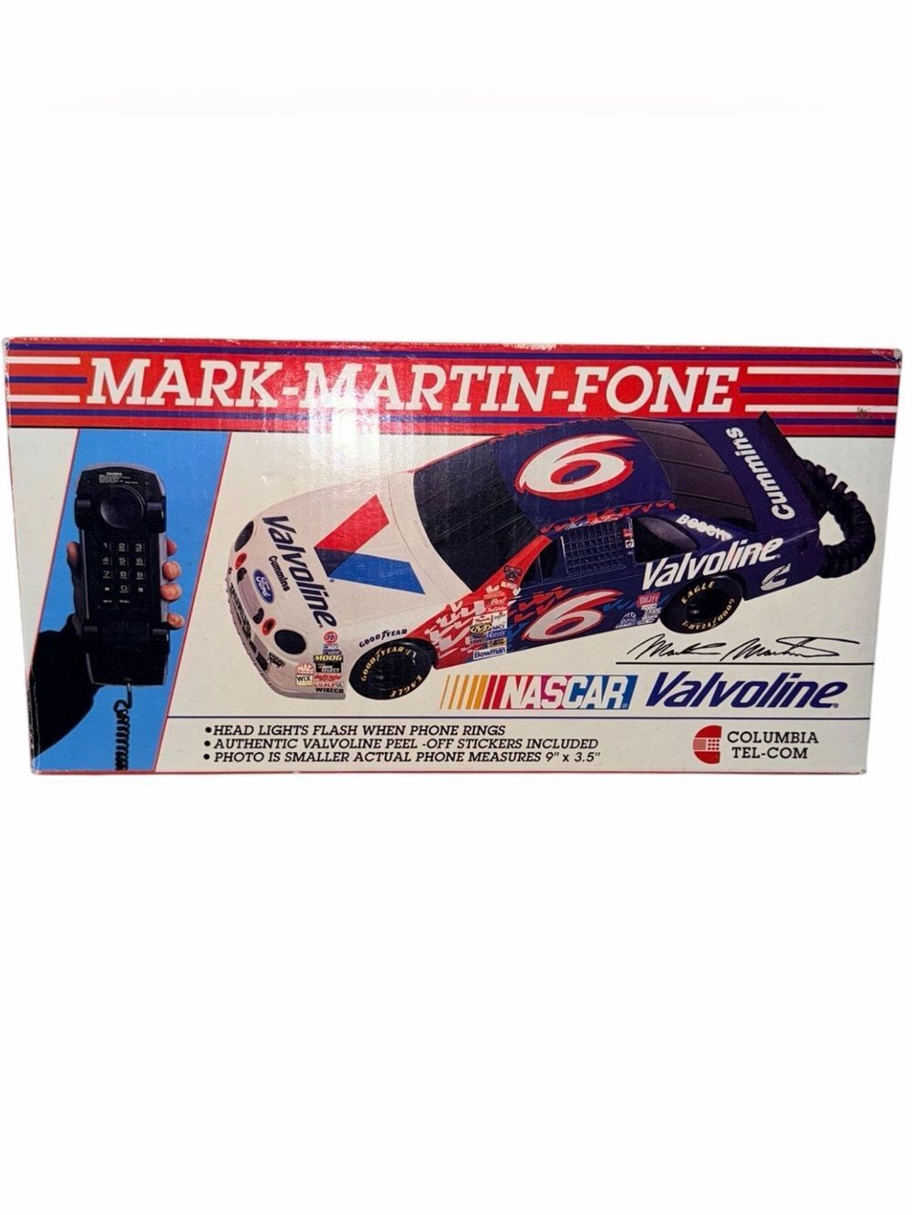 Vintage NASCAR Mark Martin Car Phone Valvoline 6 Landline Telephone Columbia Box